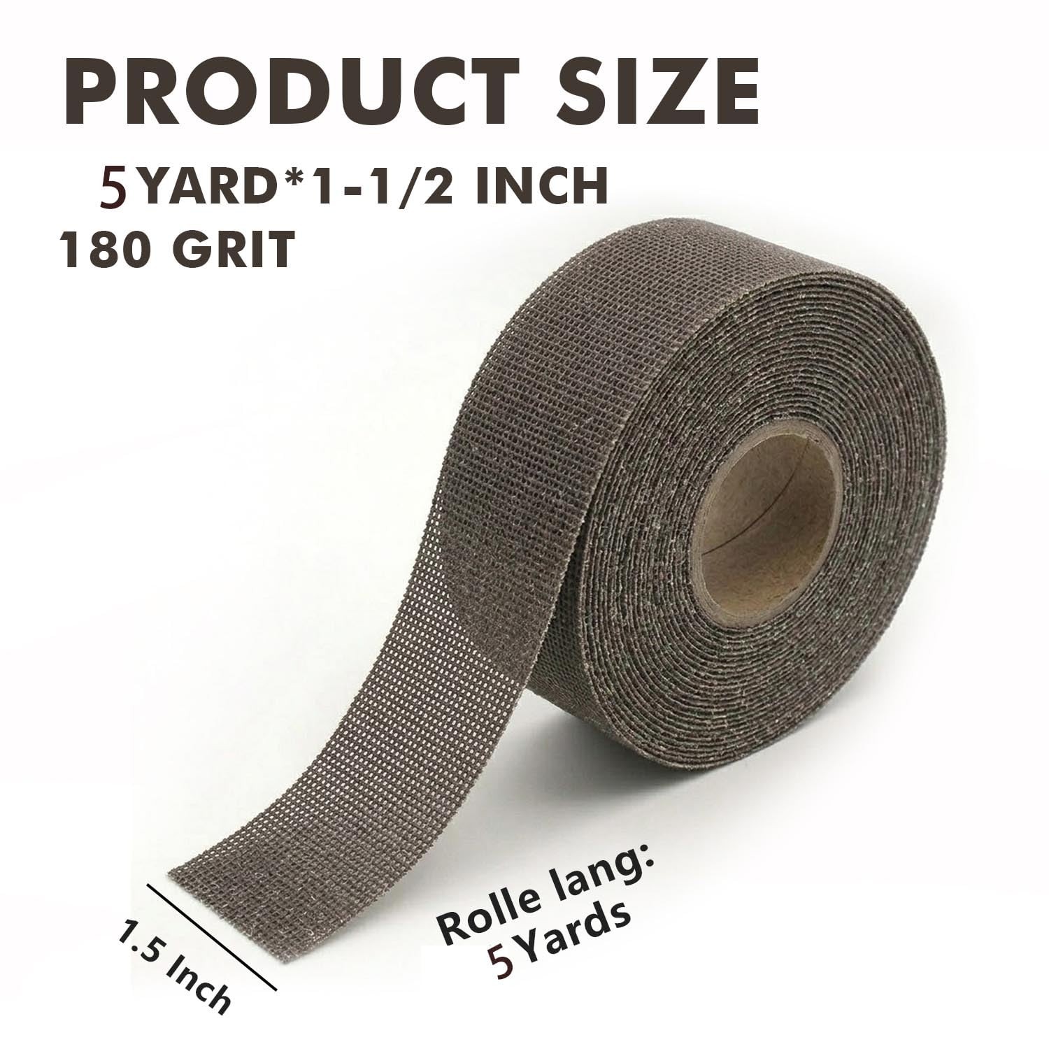 Emery Cloth Roll, 180 Grit Plumbers Open Mesh Sanding Rolls, 1-1/2″ x 5…