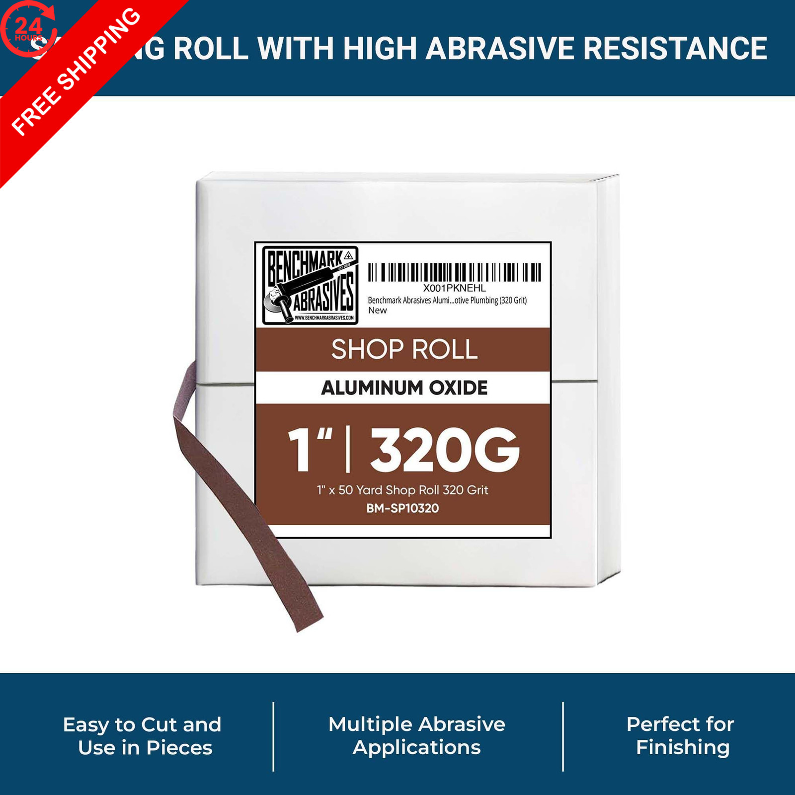 Benchmark Abrasives 1” X 150’ Shop Roll Emery Cloth 1 inch x 150 foot, brown
