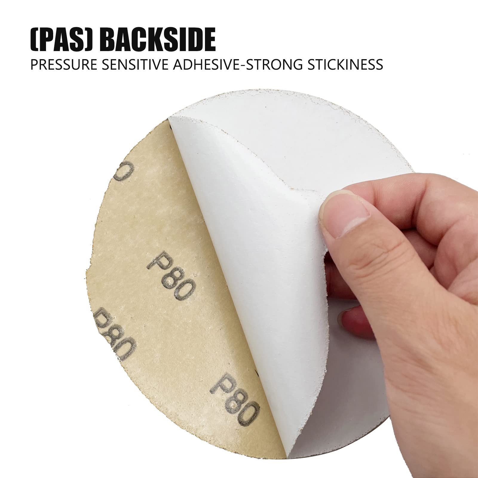 QYQRQF 80 Grit Sanding Discs, 6 Inch Sticky Back Sandpaper 6 inches, Gold