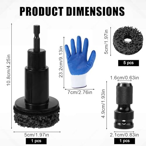 Wheel Hub Cleaning Kit, Car Brake Hub Cleaning Tool with Black style+gloves