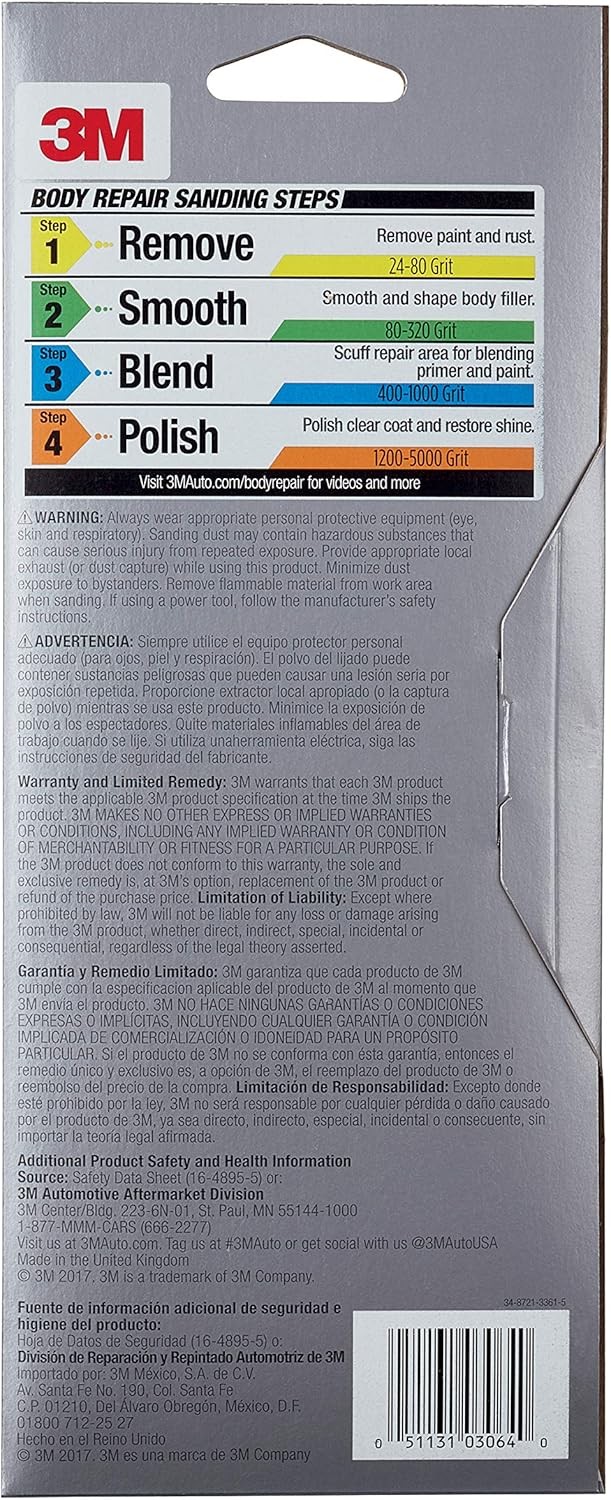 3M Performance 3000 Grit Sandpaper, 3-2/3 in x 9 in, 3 2/3 x 9 Gray