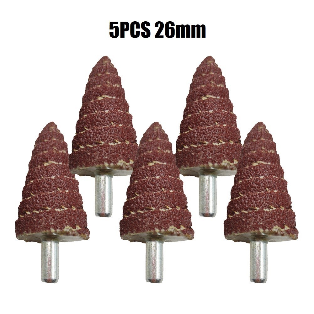 5× Sandpaper Tapered Cone Grinding Head Polishing Sanding for Wood Plastic Metal