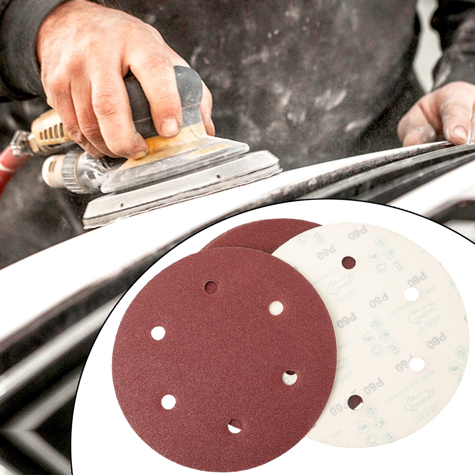 9inch Sandpaper 225mm 6 hole Sanding Paper 40-2000grit Electric Wall Polisher