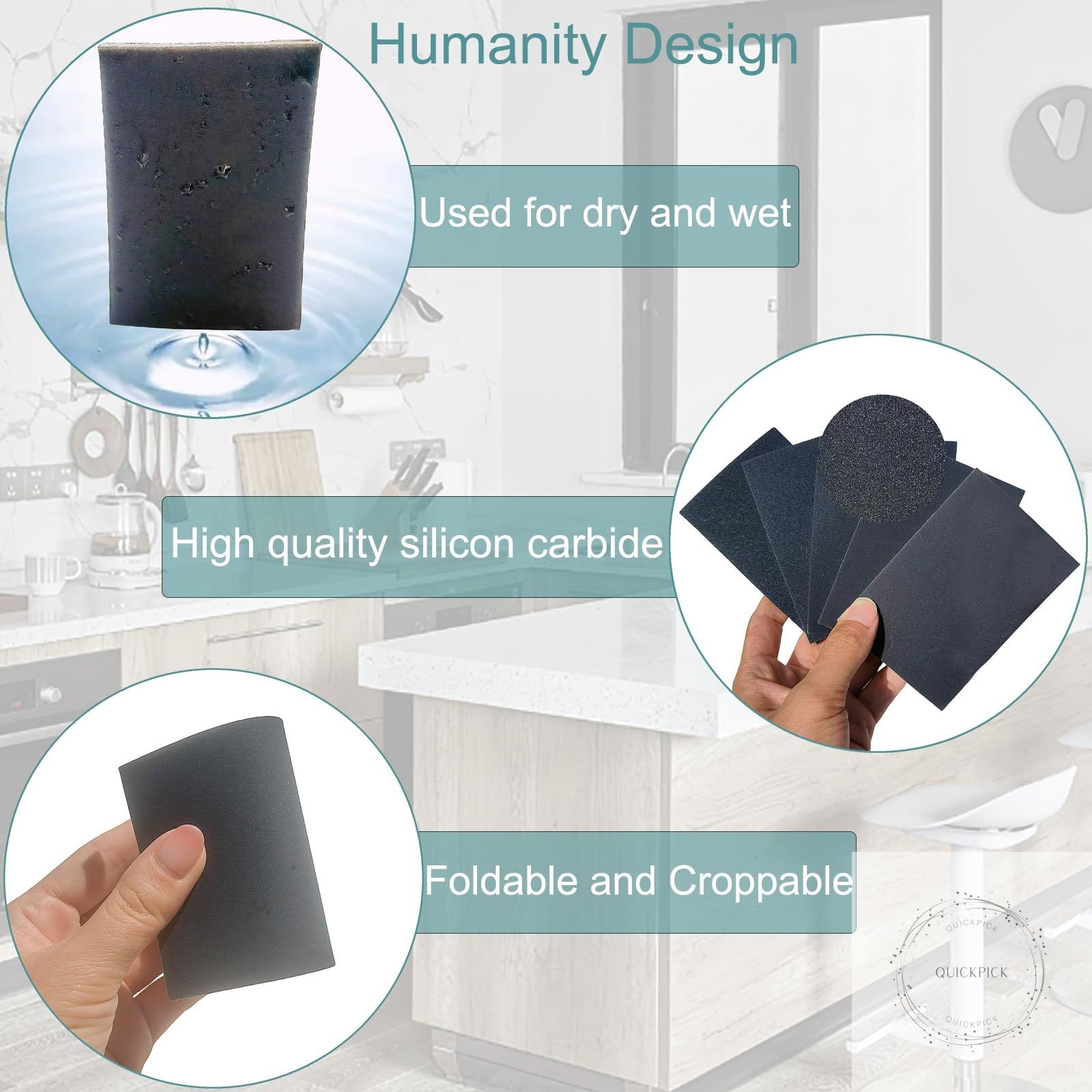 20 PCS 3 x 4 Inch 600 Grit Sanding Sponge, Ultra Fine Sanding Sponges Pads, Soft