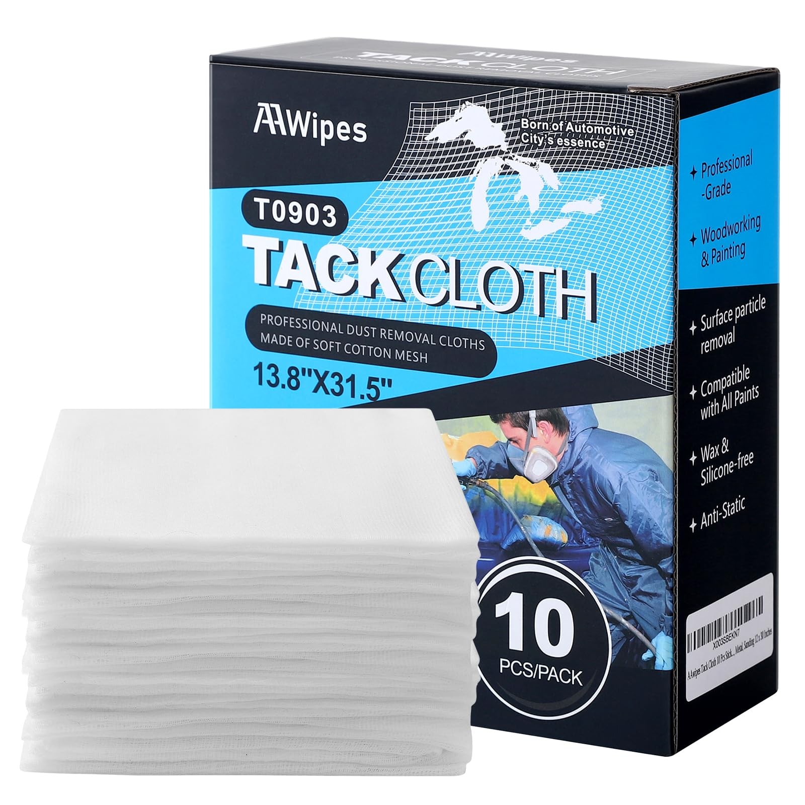 AAwipes Tack Cloth for Painting (White, 13.8″x31.5″, 10 White