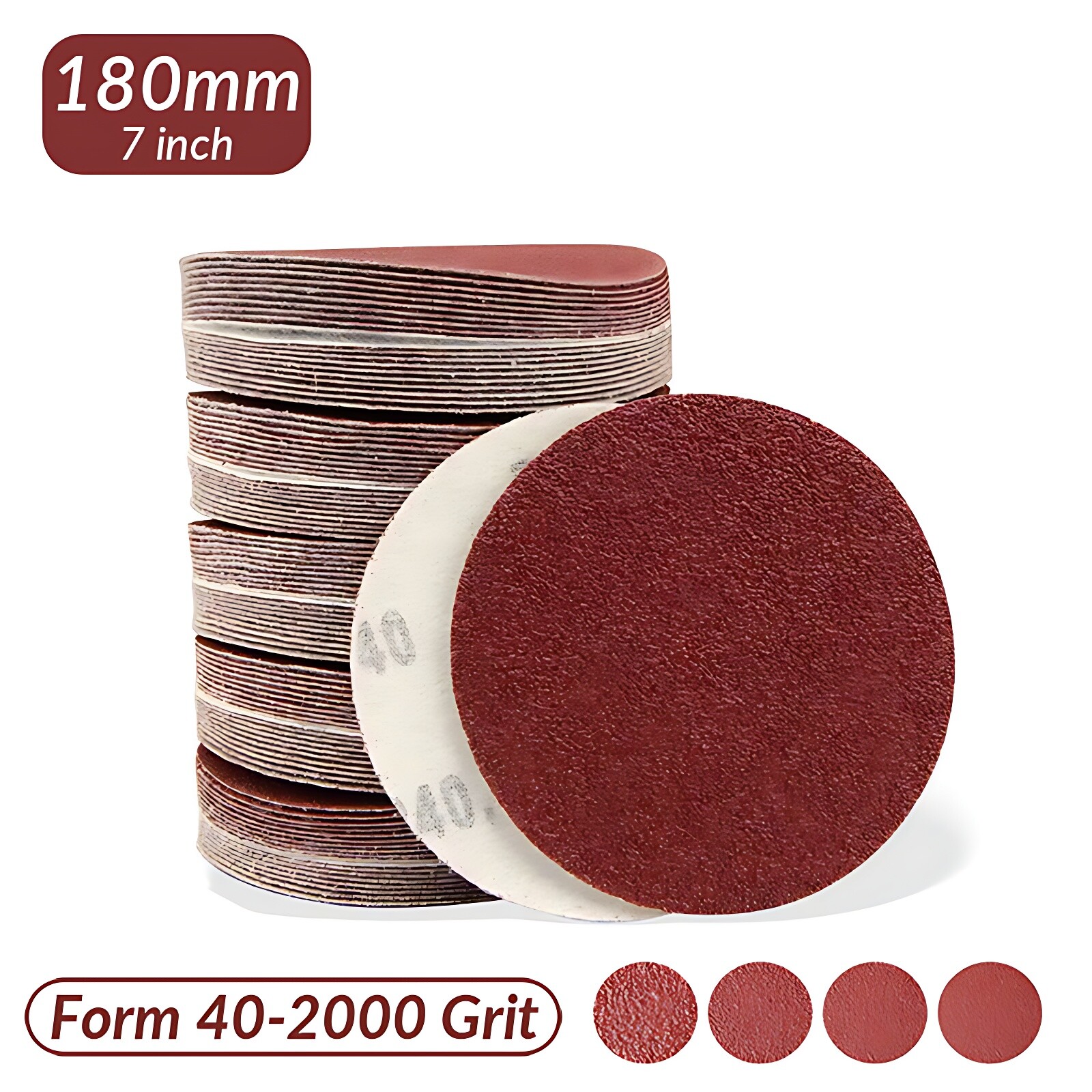 180mm Dry Sanding Discs Pads Sandpaper 7 inch Orbital Hook & Loop Grit 40-2000
