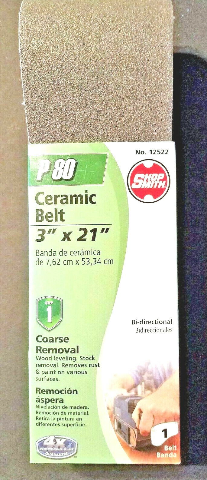 Shopsmith 3″ x 21″ Ceramic Sanding Belts P80 #12522 Coarse Removal -1 PC/PK -NEW