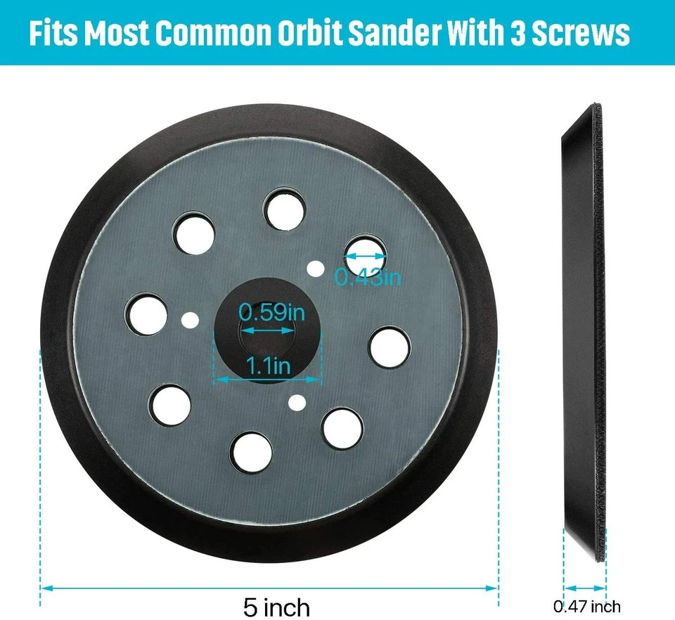 2 Pack 5″ 8 Hole Hook & Loop Replacement Sander Pads Compatible with Makita