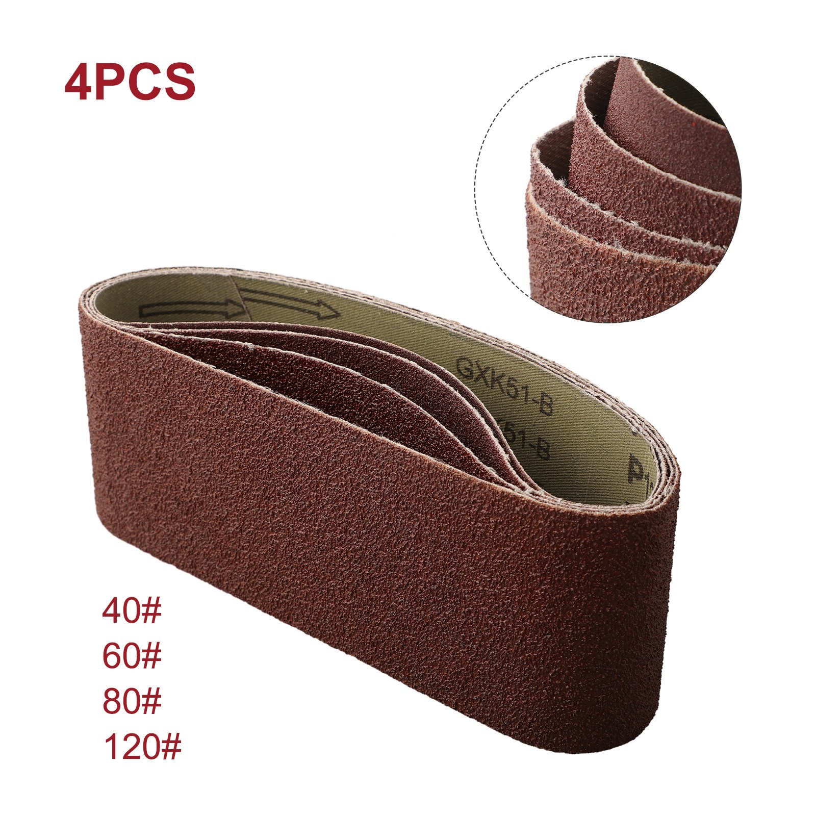 4Pcs 75x457mm 3inx18in Sanding Belts Mixed 40 60 80 120 Grit Sander Power Tools