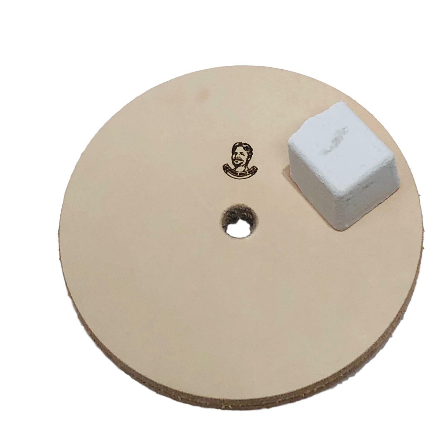 5″ (1/2″ Width) Leather Honing Wheel – Fits 1/2″ Arbor – Buffing Compound Incl