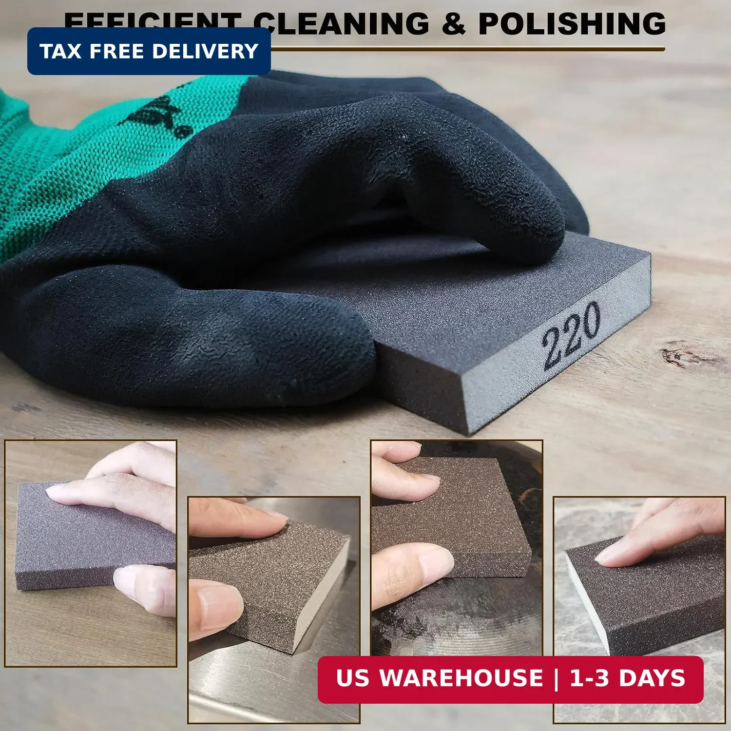8 Pack Hand Sanding Sponge Set -120 220 320 400 Grit- Coarse Medium Fine Grit Sa