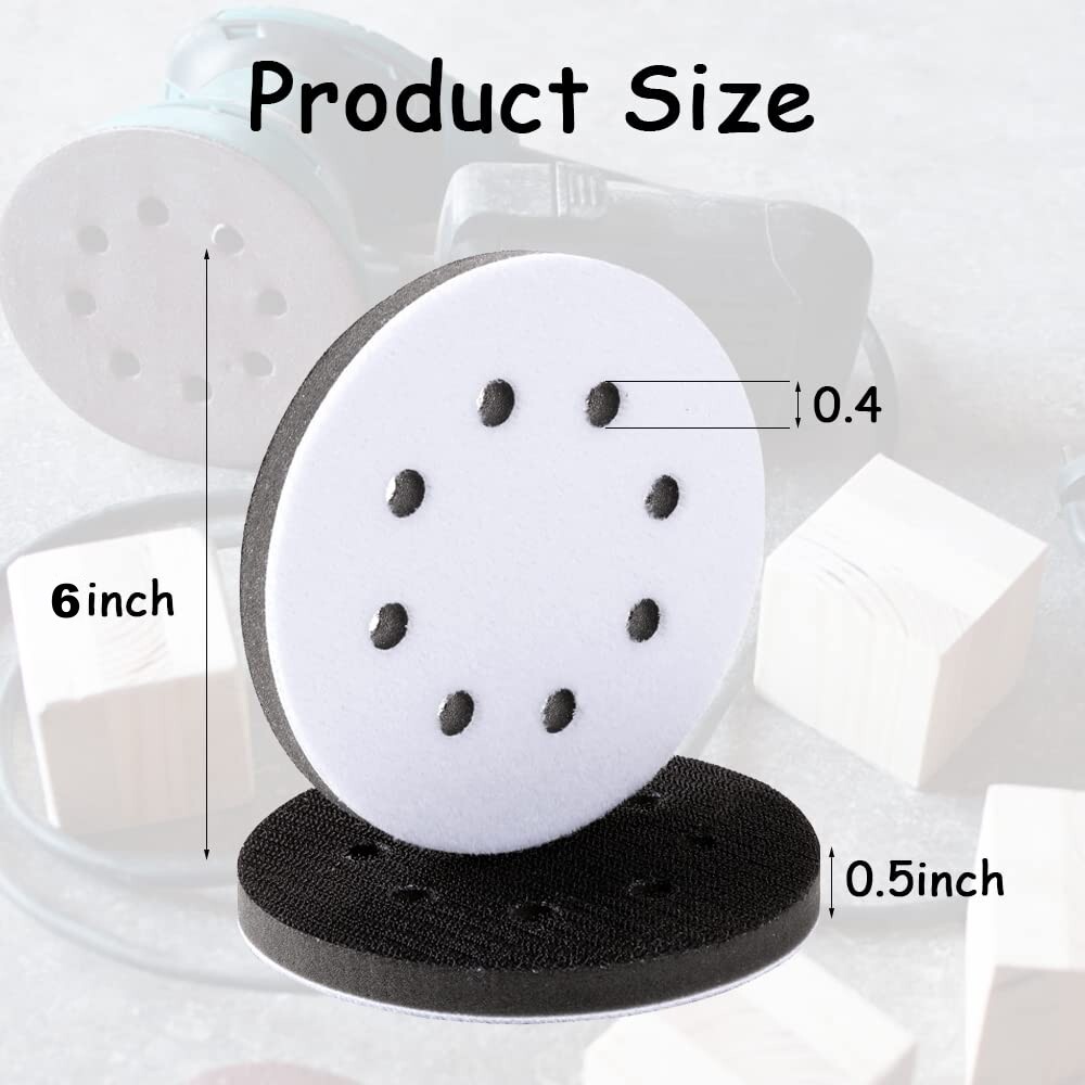 6 Inch 8 Holes Soft Interface Pads Hook +Loop Sponge Cushion Buffer Backing Pad