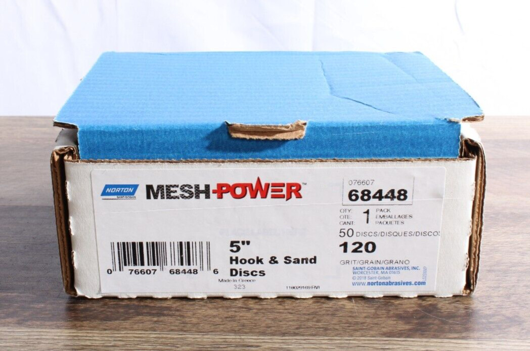 Norton Mesh Power 5″ Hook & Sanding Discs 120 Grit 50 Pack 68448 – Saint Gobain