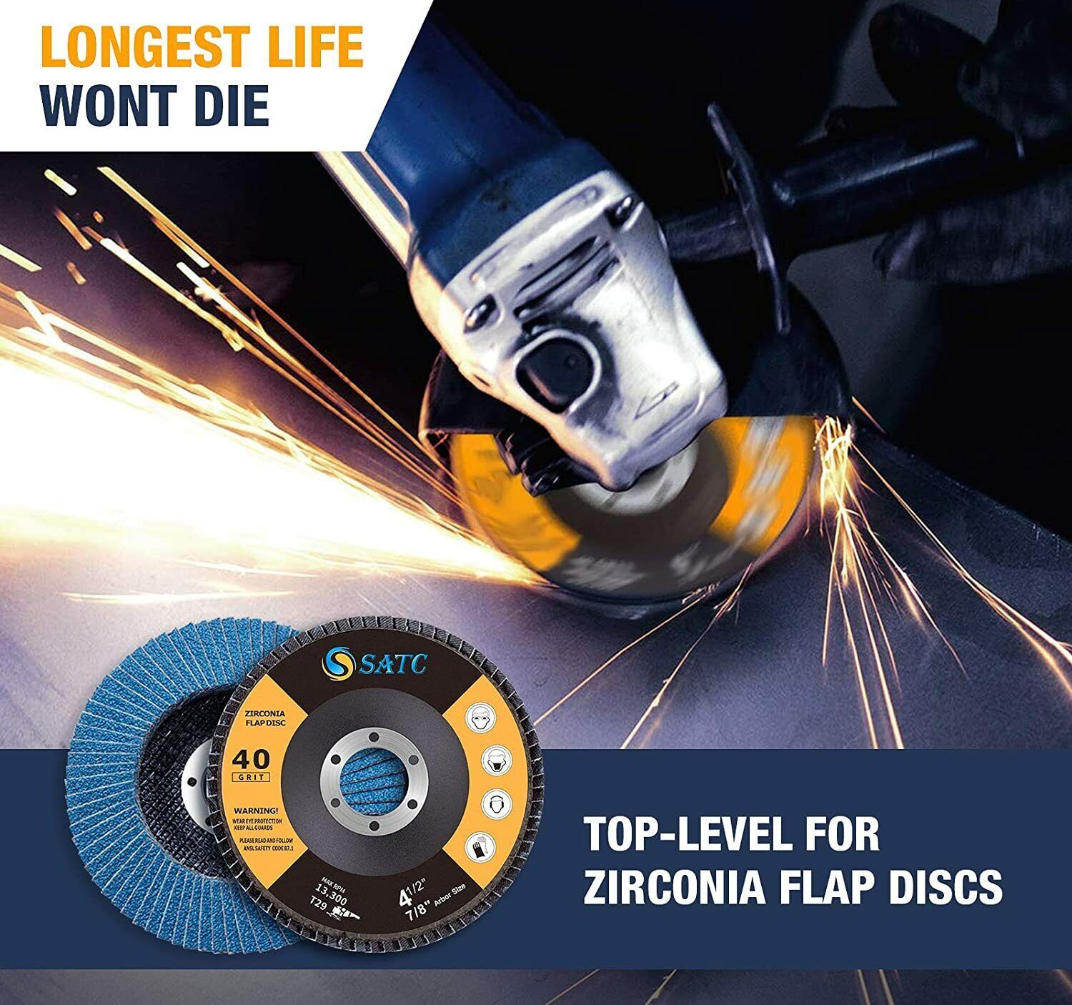 4.5” x 7/8″ Zirconia Flap Disc Grinding Wheels 24pcs Emery Cloth Per Disc T29 27