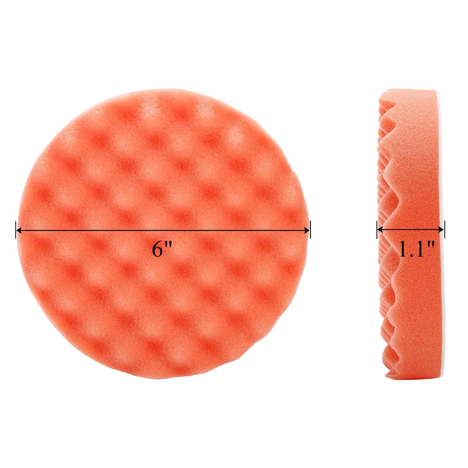 Fasmov 8 Pack 6″ Buffing Polishing Pads Waffle Pads, 6″, orange