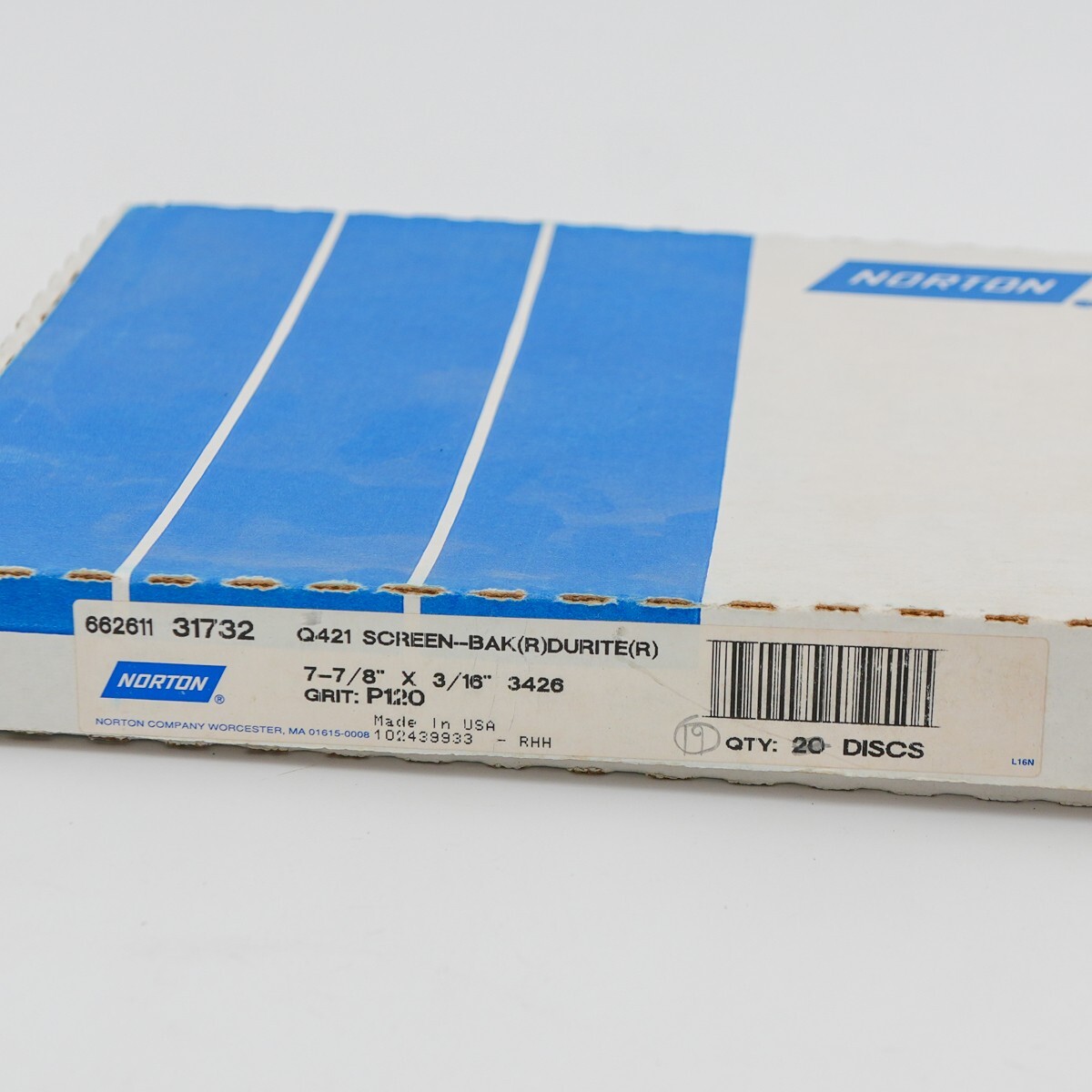 7-7/8″, 120 Grit (x18) – Norton Q421 Screen-Bak Durite Sanding Disc 66261131732