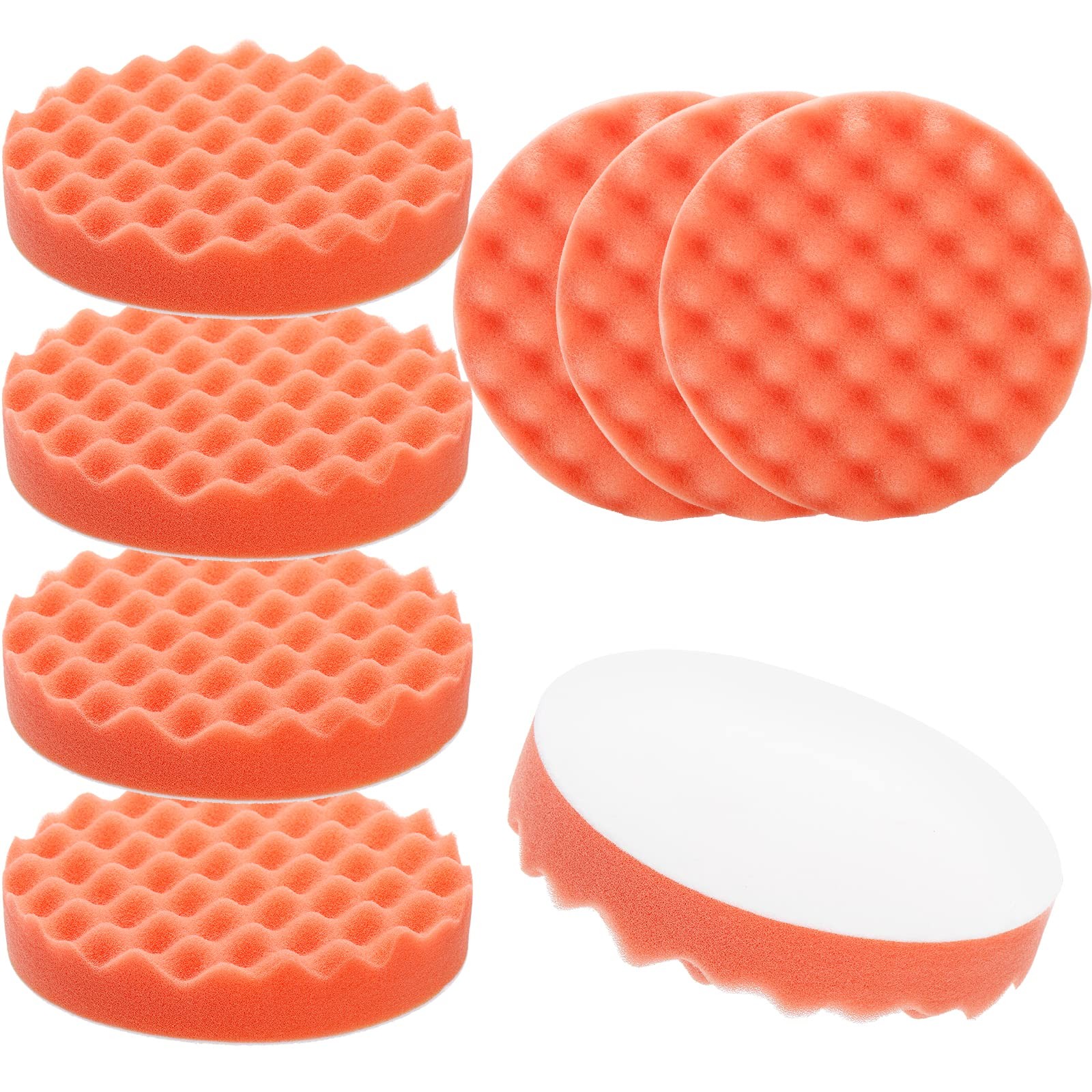 Fasmov 8 Pack 6″ Buffing Polishing Pads Waffle Pads, 6″, orange