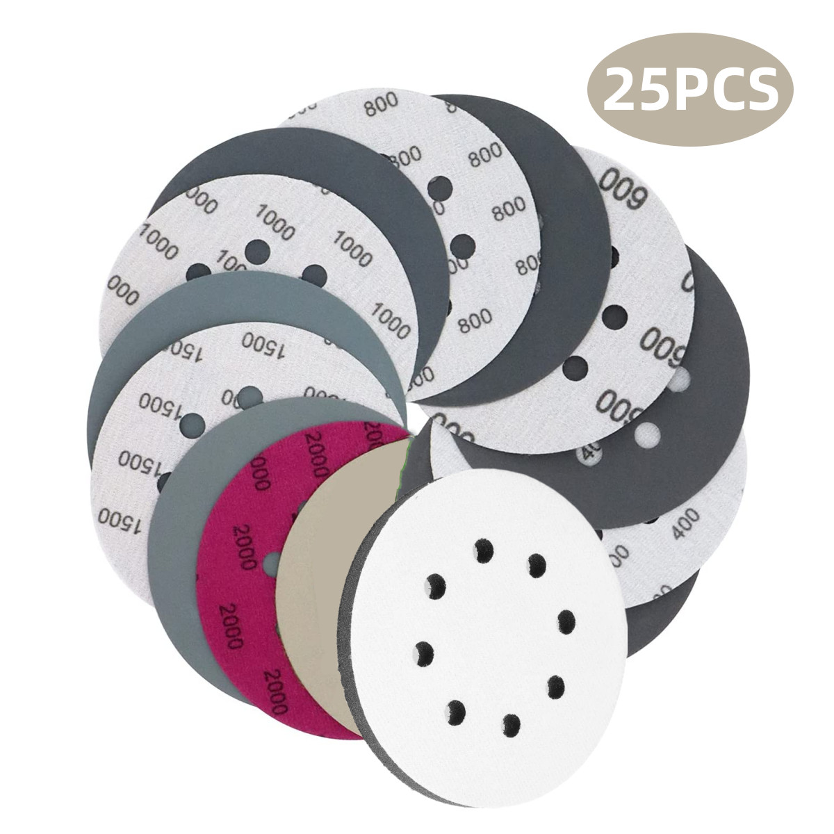 125mm Sanding Discs Hook Loop 400 to 2000 Grit W/ Interface Pad grinding sander