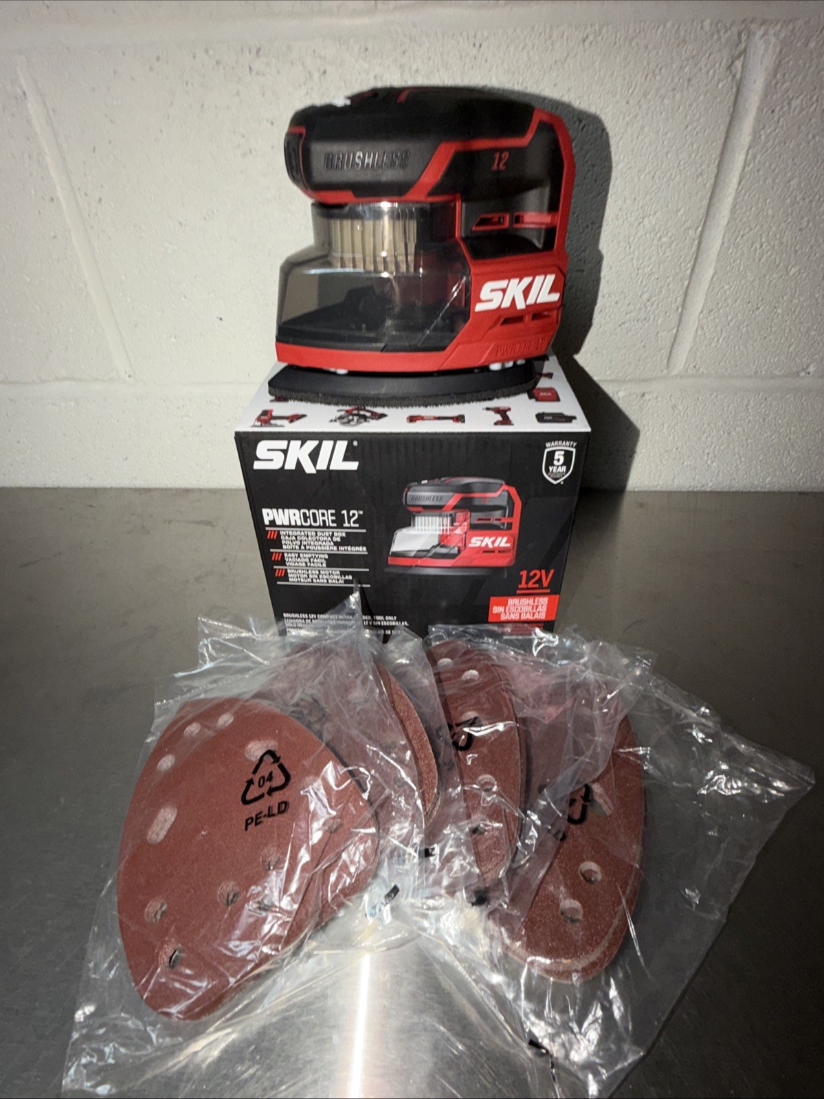 Brushless Compact Detail Sander w DustBox + 40pc SandPaper 80 120 180 240 Grits