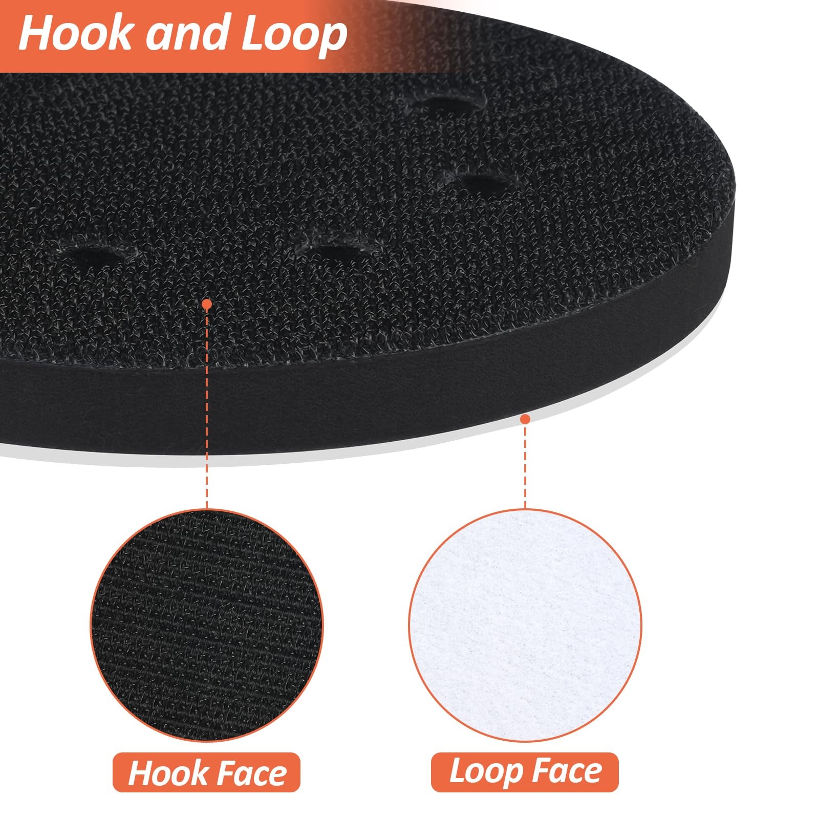 4 Pack 5 Inch 8 Holes Foam Sanding Pads, Soft Density Interface Pad, Hook and Lo