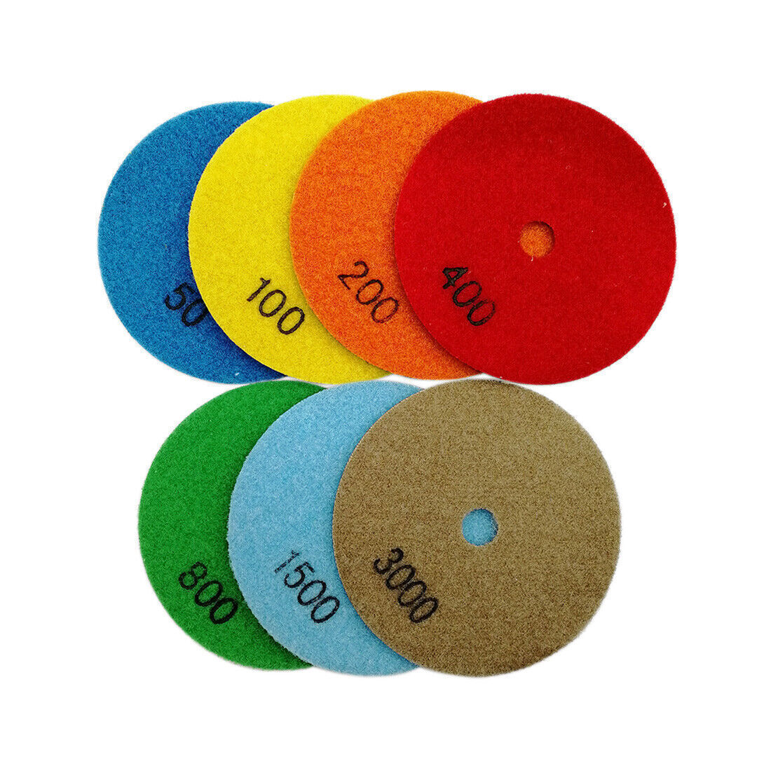 7pcs 4″/100mm Diamond Dry Sanding Disc Flexible Polishing Pads For Granite