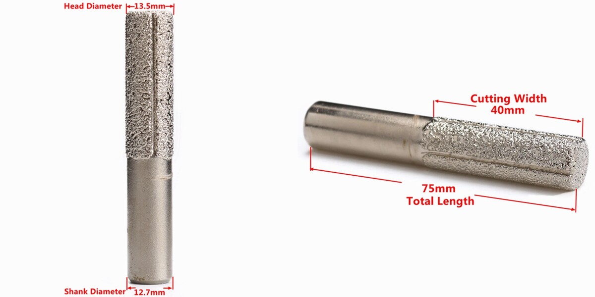 13.3mm Diamond Straight Router Bit Brazed Cylinder Profile Wheel 1/2 inch Shank