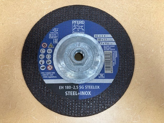 PFERD EH-2, 5 SG Steellox 7″ x 3/323 7/8″ Disc