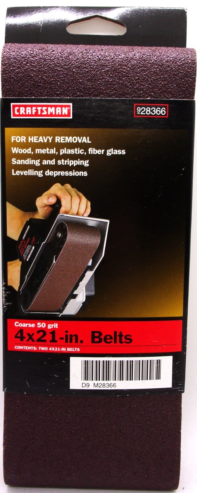 Craftsman 4″x21″ Sanding Belts, Coarse 50 grit, (2 pack) #928366