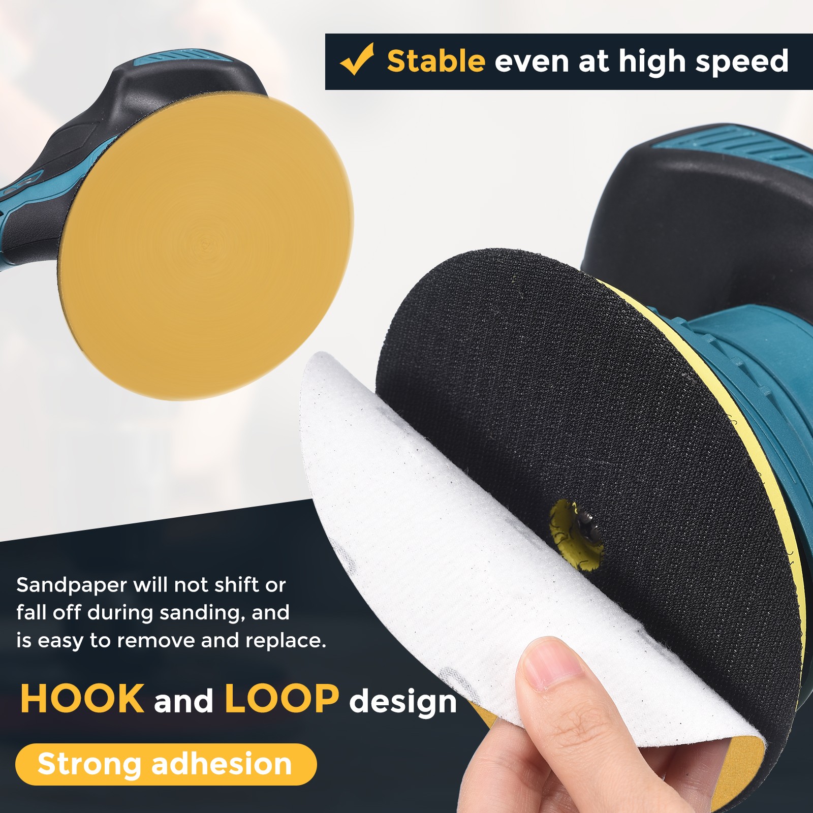 40 Pcs 6 Inch Sanding Disc 60 Grit Hook and Loop Sandpaper, Gold