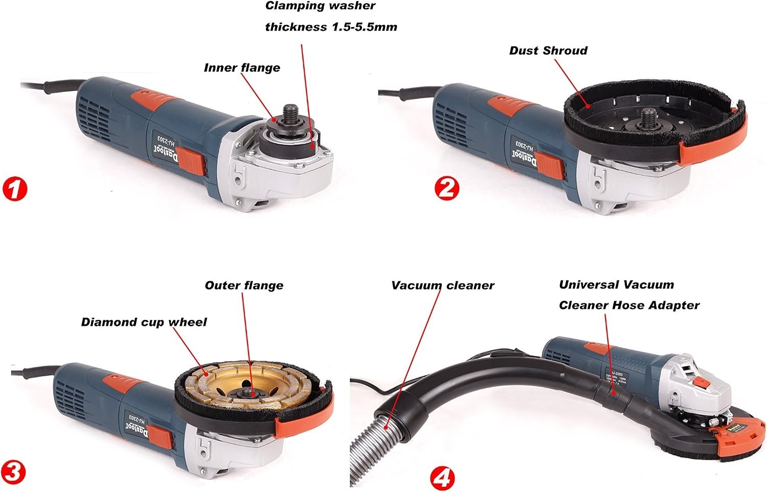 Expert Dust Shroud for 4.5/5 Inch Angle Grinders – Diamond Cup Wheel Included