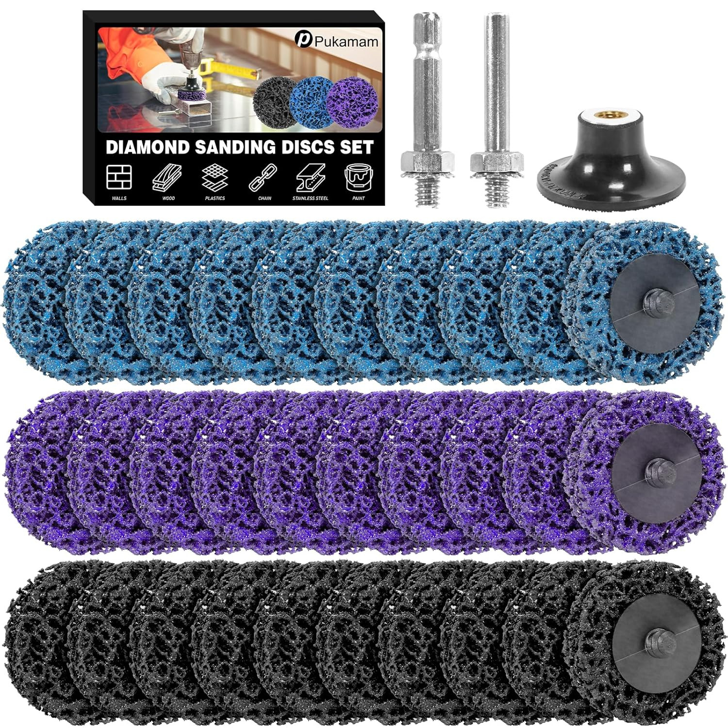 33 Pcs Diamond Sanding Discs Set, 2″ Quick Change Easy Strip Wheels for Drill Di