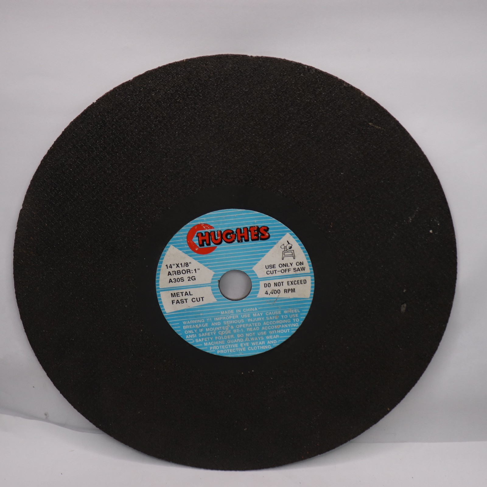 Hughes Heavy Duty Cutting Wheel Aluminum Oxide Type 1 1″ A.H 14″ x 1/8″