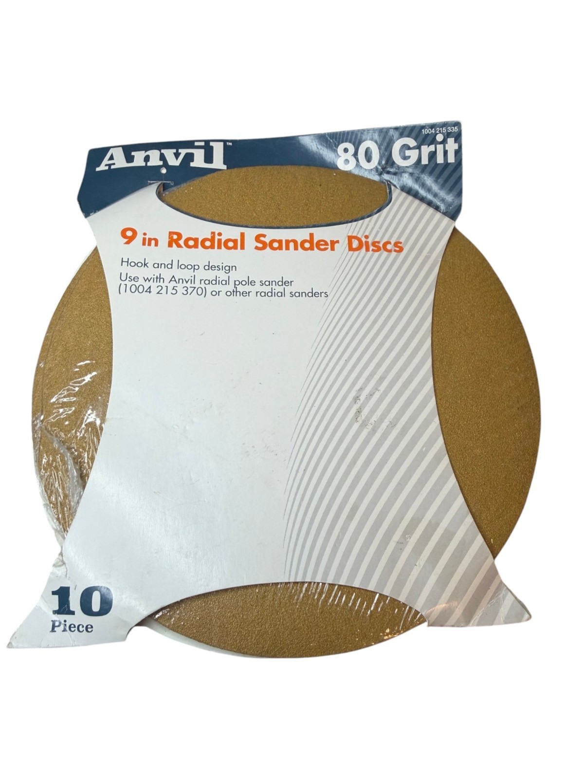 Anvil 9” Radial Sander Discs 80 Grit Hook & Loop 10 Pack Sandpaper