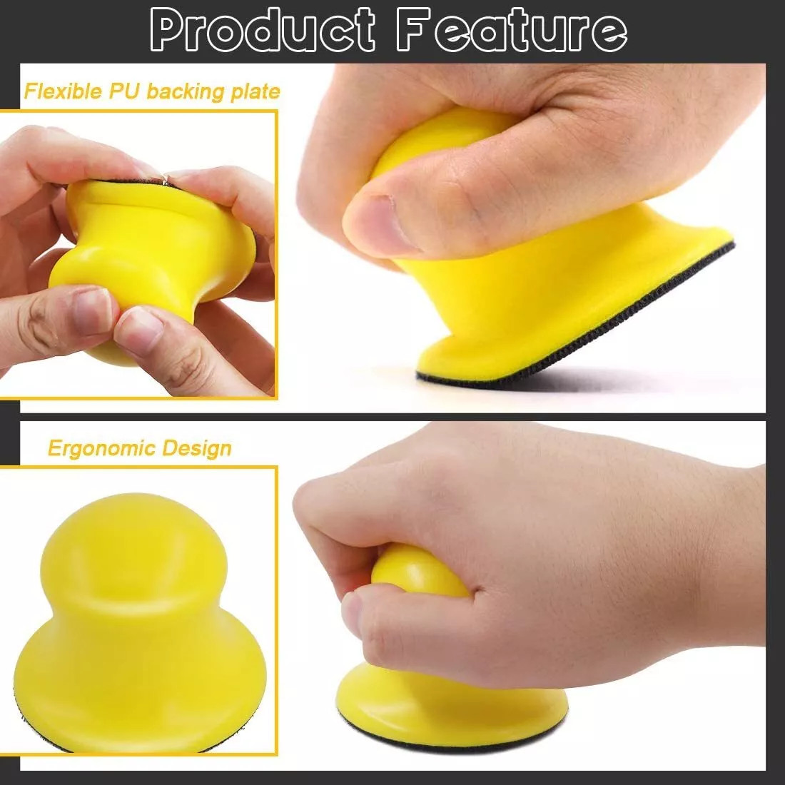 2Pcs 70mm Hand Sanding Blocks Hook and Loop Backing Pad Sanding Disc Polishing