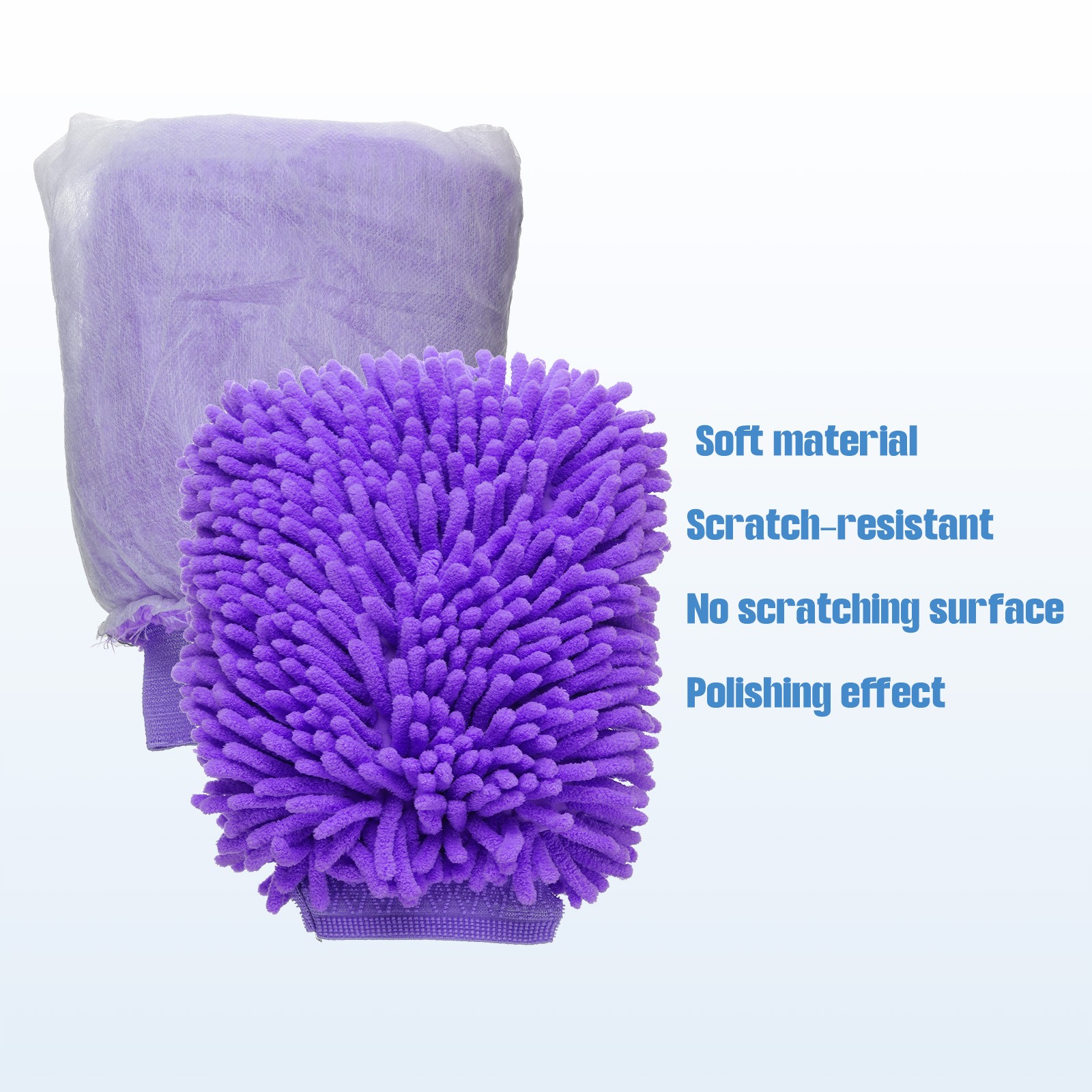 2pcs Chenille Microfiber Car Wash Mitts 10″ x 7.5″ Wash Gloves Purple