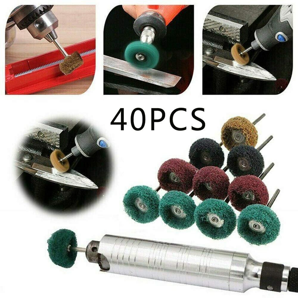 40 Pack 1″ Abrasive Buffing Polishing Wheels for Rotary Tool, 1/8″ Shank