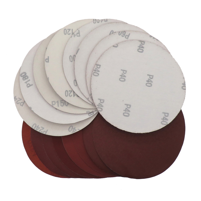 180mm-7″Inch Flocking Dry Sanding Discs Hook and Loop Sandpaper Pads Red Sand