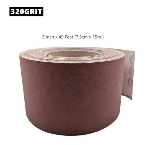 320 Grit Sandpaper Roll, 3 Inch x 49 Feet Emery Cloth Roll Assorted Sizes