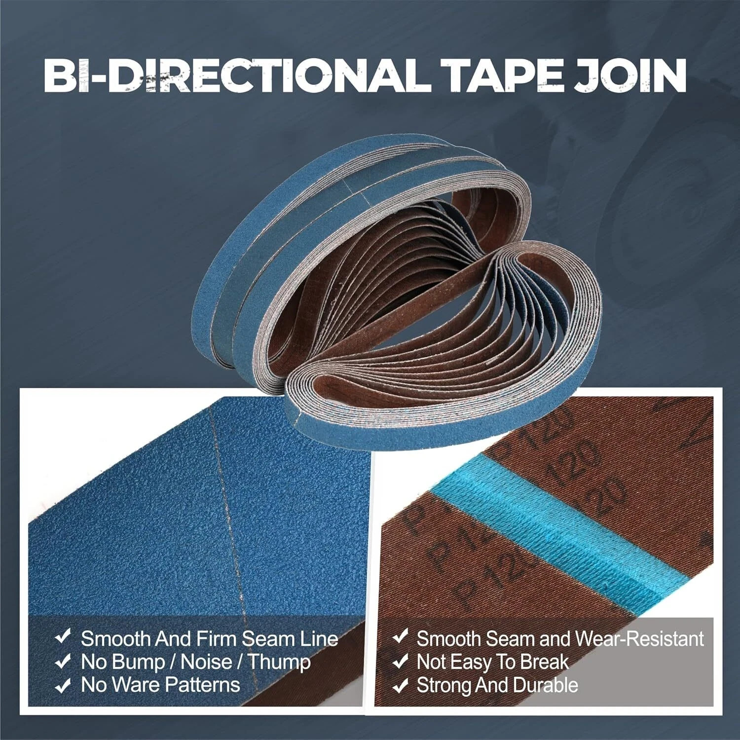 1/2 x 18 inch Zirconia Sanding Belts, 40Pcs 10 Each of 40/60/80/120 Assorted