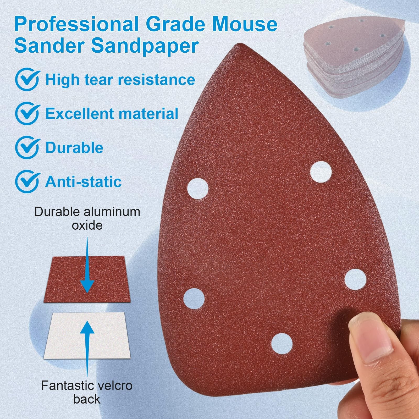 Ocasar 55Pcs Mouse Detail Sander Sandpaper, Professional 40 80 120 180 240 Grits