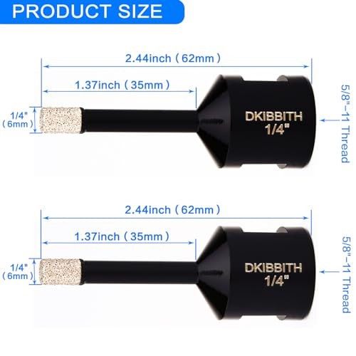 1/4 Inch Dry Diamond Core Drill Bits Set 2 pcs for Ceramic (6 mm) 1/4″ x2pc