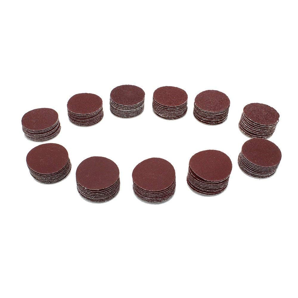 AUTOTOOLHOME 110pcs 1 inch Sanding Discs with 2ps 1/8 Shank 1 inch, brown