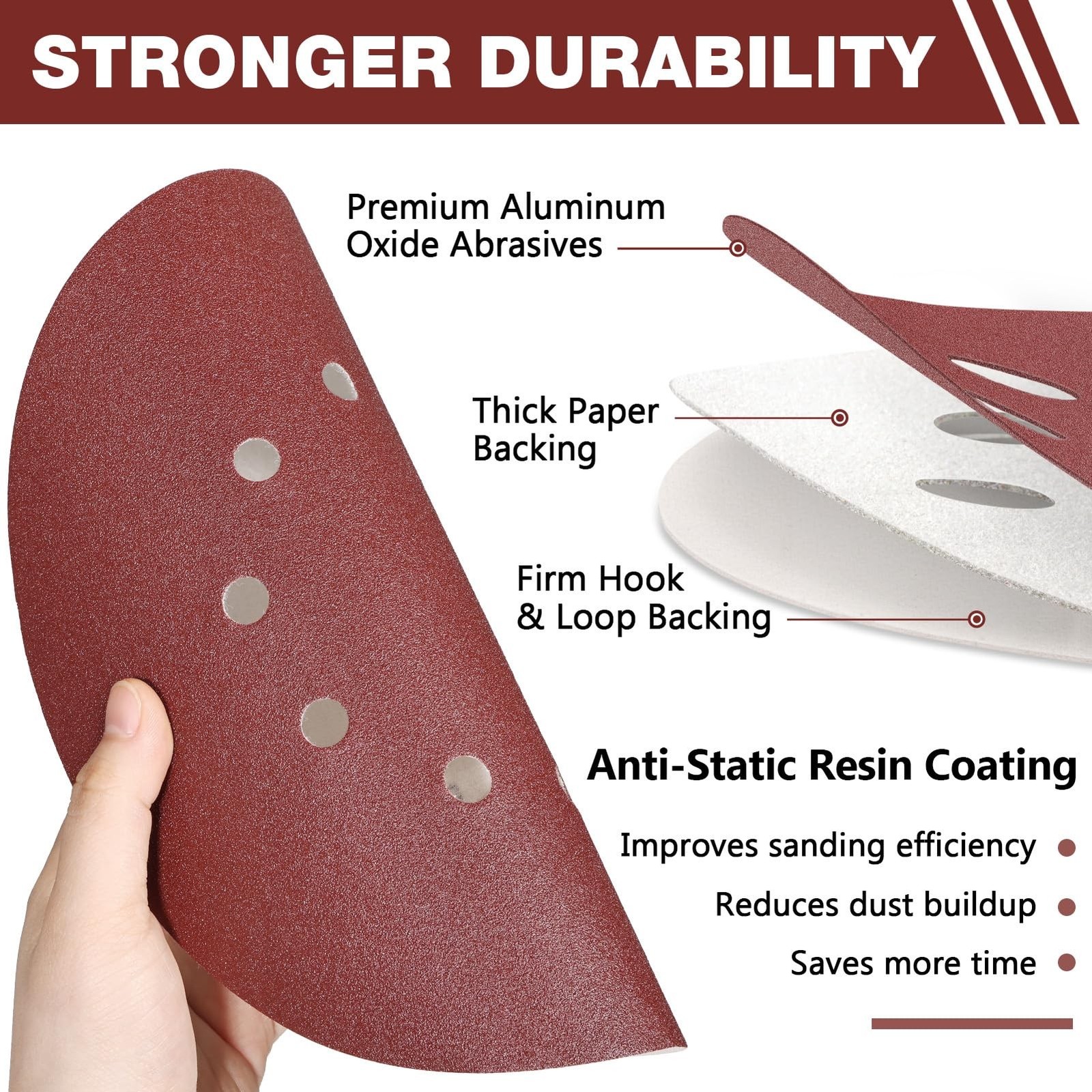 WEWINK PLUS 50 Pack 9-Inch 10-Hole Hook-and-Loop Sanding Disc, 240 Grit