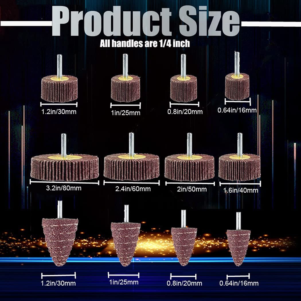 24Pcs 80 Grit Flap Wheel Sander Set 1/4″ Drill Rust Removal Tool Kit