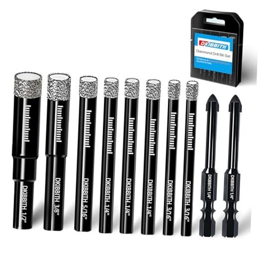 10 Pack Dry Diamond Drill Bits & Tile Drill Bit Set 10 Pcs Diamond Drill Bit