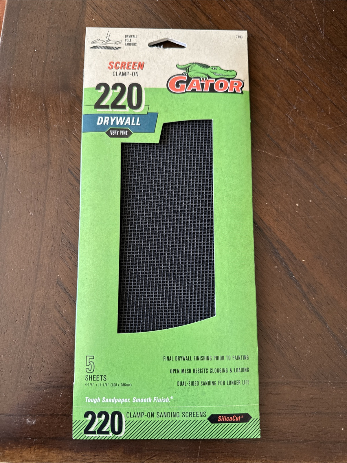 Gator Precut Drywall Sanding Screen Very Fine 220-Grit Sheet Sandpaper 4.25 In