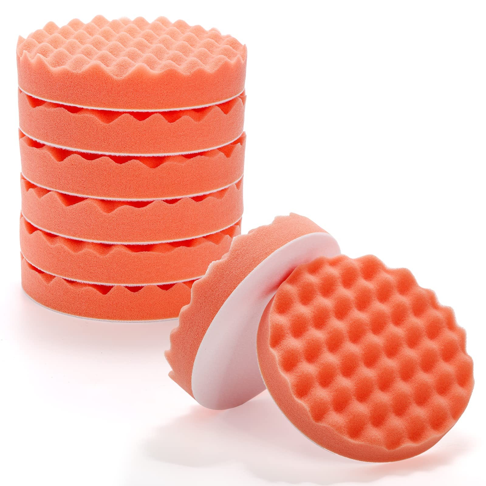Fasmov 8 Pack 6″ Buffing Polishing Pads Waffle Pads, 6″, orange