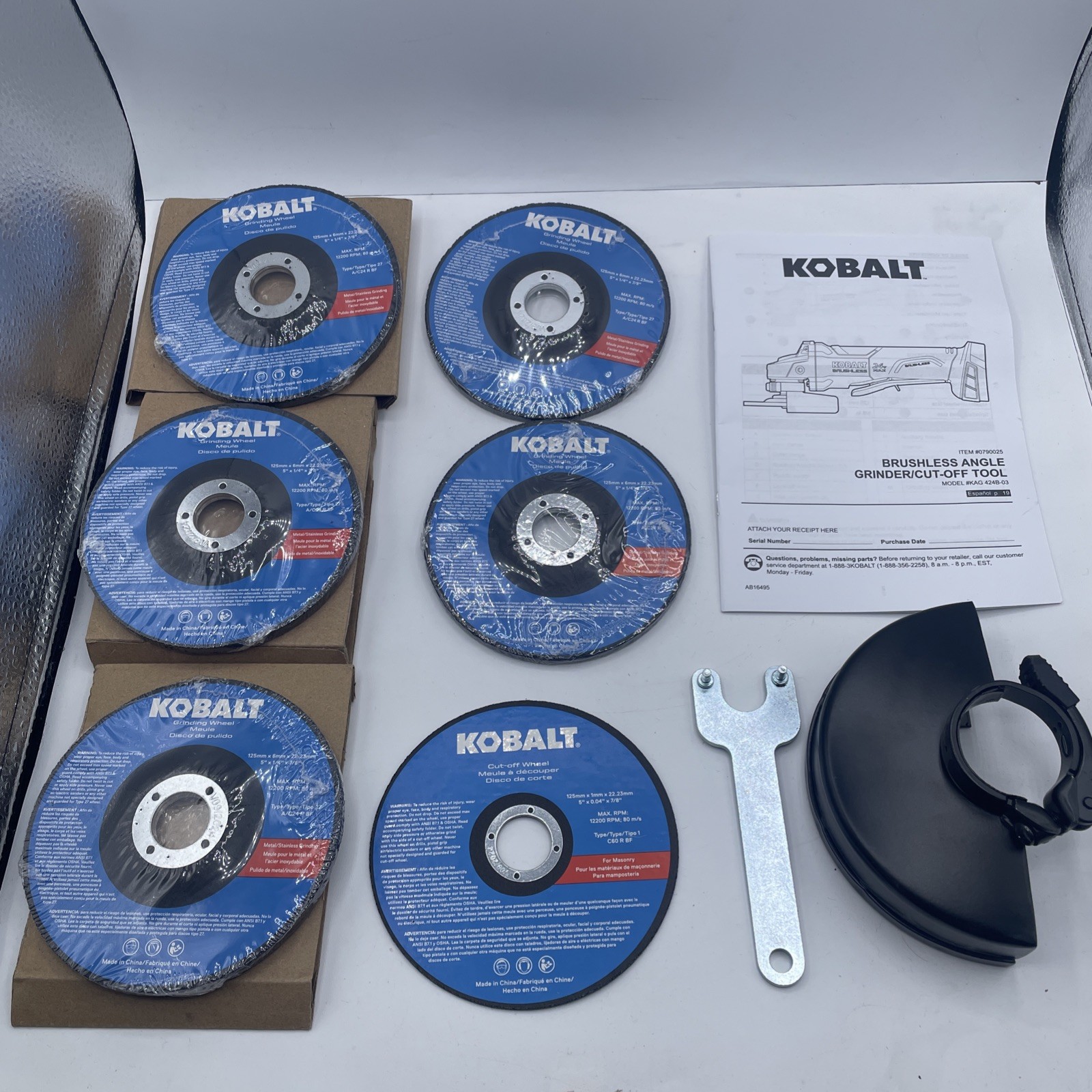 7 Pack. Kobalt grinding wheels nwt 5×1/4×7/8 Different Sizes And Gard / Manual