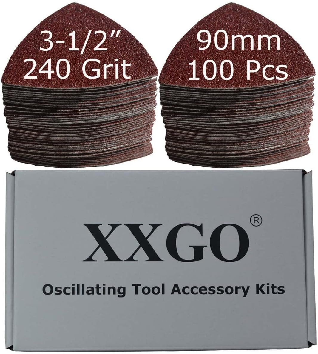 100 Pcs 60 Grits 3-1/2 Inch 90Mm Triangular Hook & Loop Multitool Sandpaper for