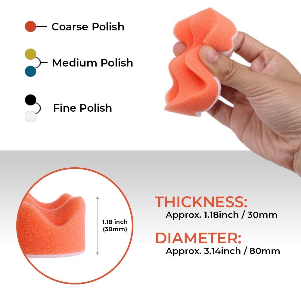 CANOPUS Buffing Pads, Polishing Pad Kit, Buffer for Car Detailing, 11-PC